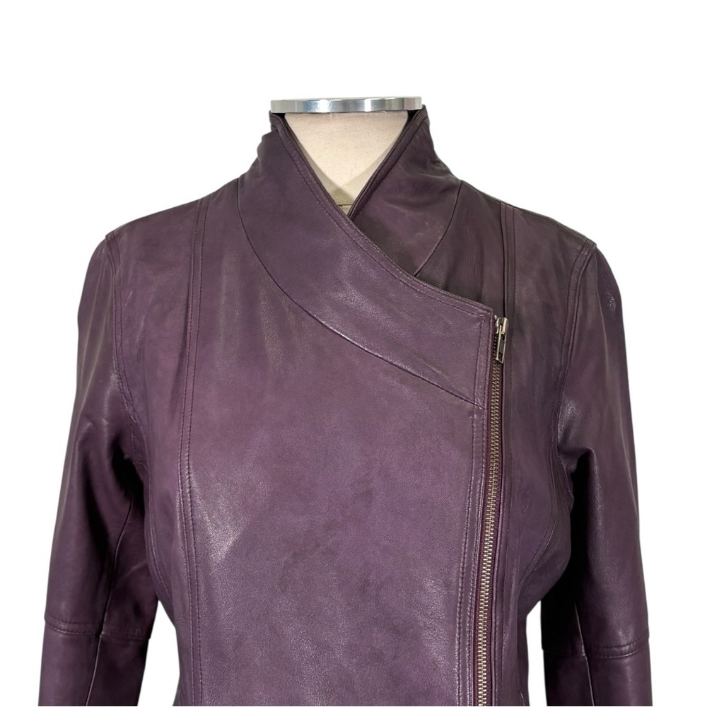 NEW J Jill Asymmetrical Moto Leather Jacket Size Small Petite - Picture 6 of 12